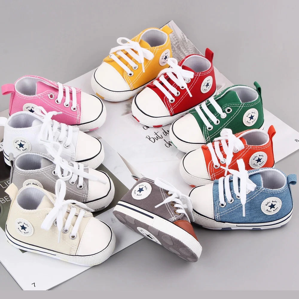 Canvas Baby Sneakers – Soft Sole First Walkers for Boys & Girls