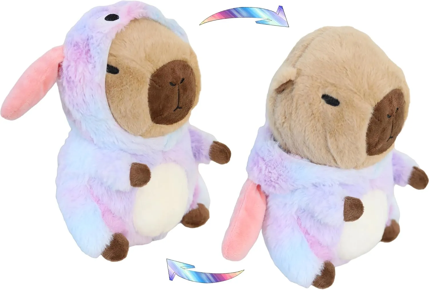 Capybara Stuffed Animal Capybara Wearing Rainbow Dog Costume Plushies Dressed as Cute Funny Plush Toys for Kids Stuffed Animals Gift for Lover 10 Inch