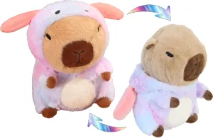 Capybara Stuffed Animal Capybara Wearing Rainbow Dog Costume Plushies Dressed as Cute Funny Plush Toys for Kids Stuffed Animals Gift for Lover 10 Inch