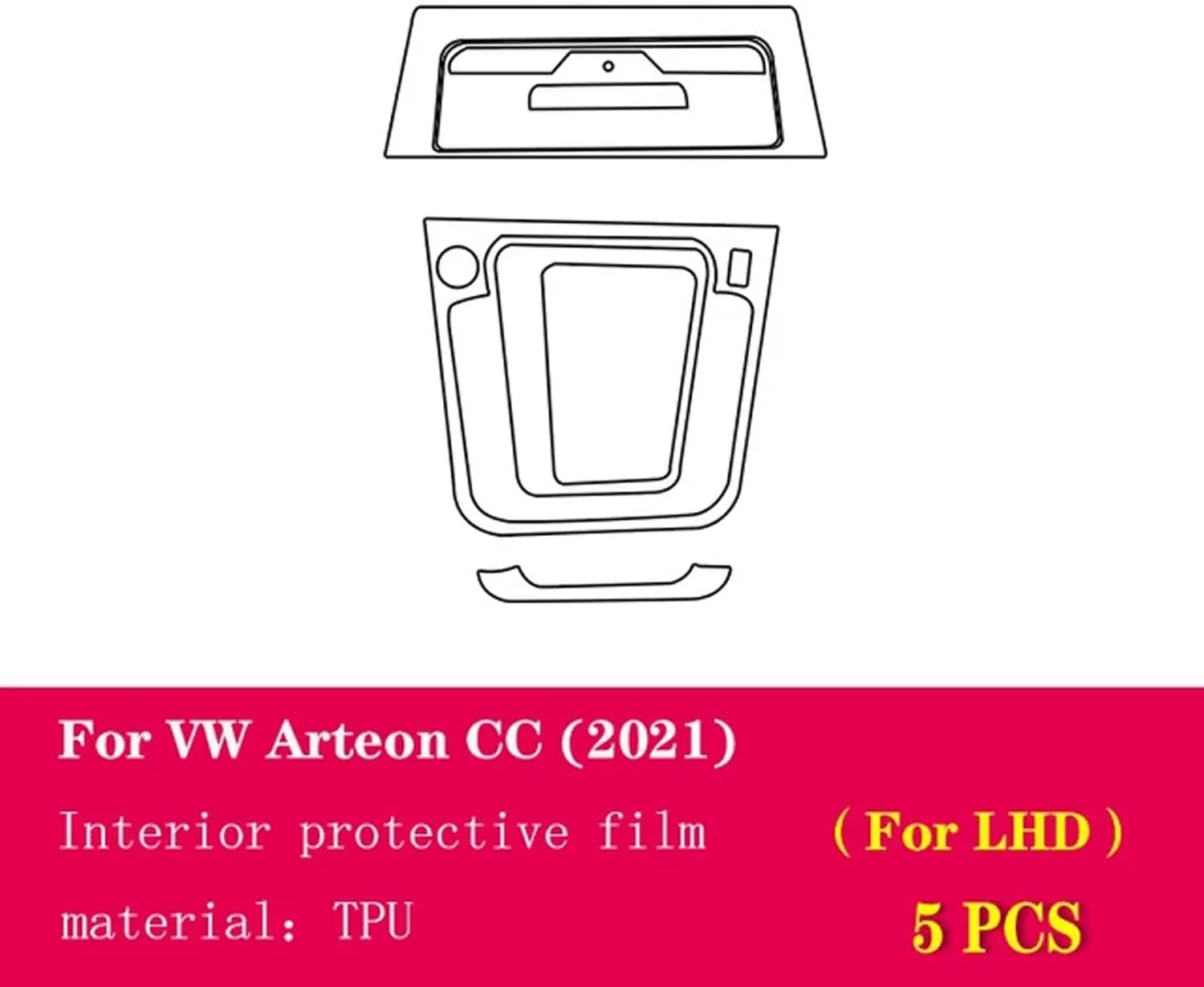 Car Interior Piano Board Protection Film TPU Transparent Paint Film,for VW Arden CC 2019-2023 Car Accessories