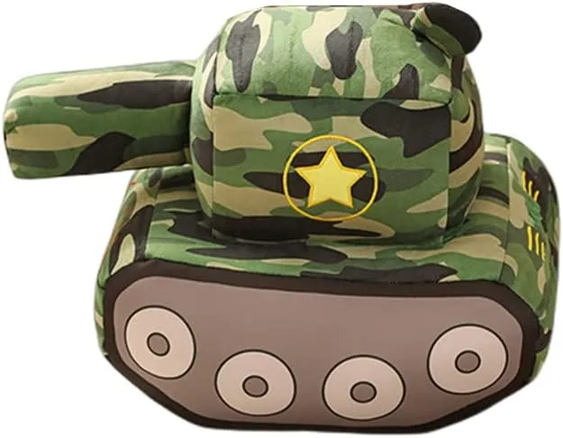 Car Plush Toy Soft Stuffed Car Plush Pillow Toy CuteTractor Cartoon Throw Pillow Plushie Gifts for Kids Birthday Christmas Party (Tank)