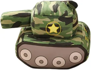 Car Plush Toy Soft Stuffed Car Plush Pillow Toy CuteTractor Cartoon Throw Pillow Plushie Gifts for Kids Birthday Christmas Party (Tank)