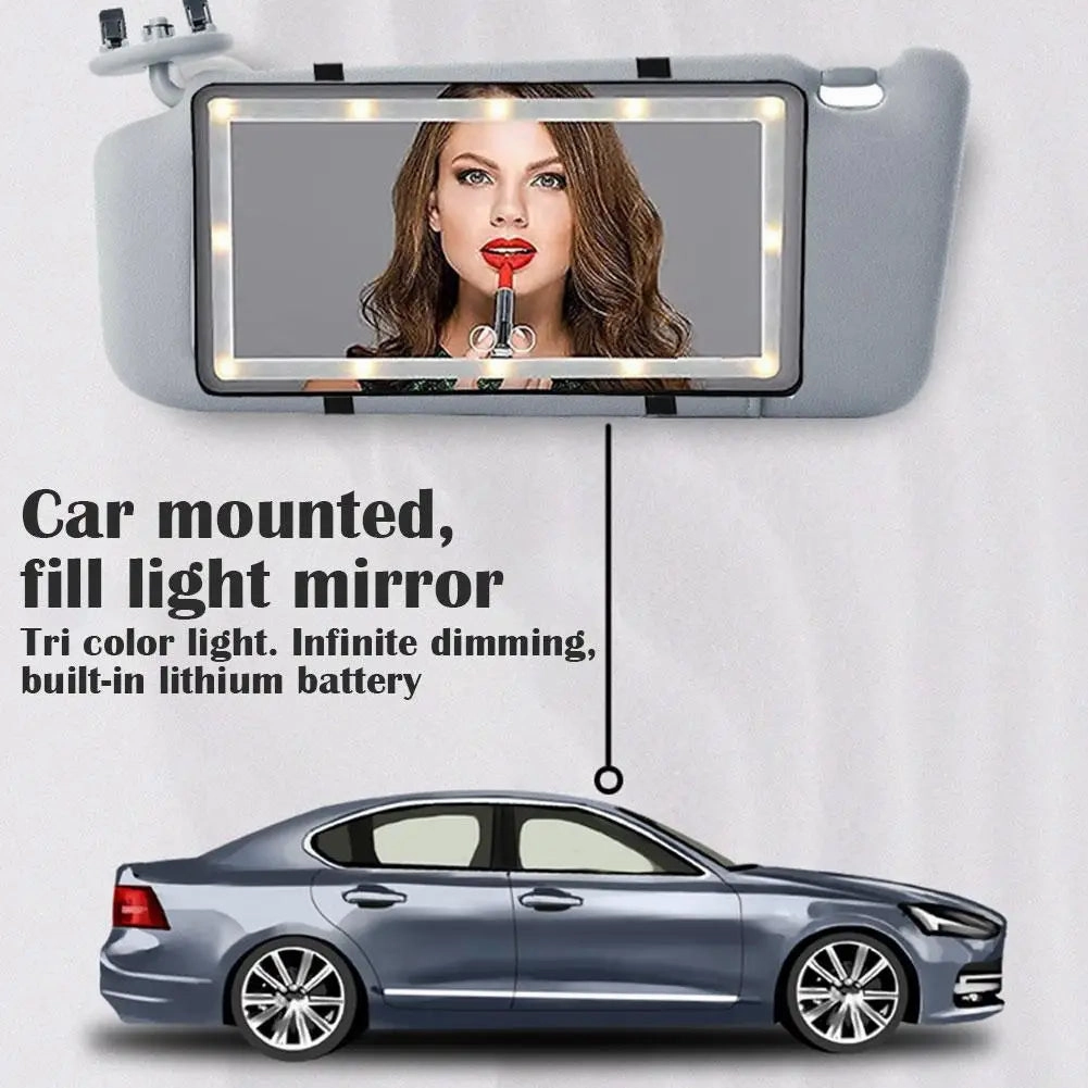 Car Sun Visor Vanity Mirror Cosmetic Mirror Rechargeable 3 Modes Makeup
