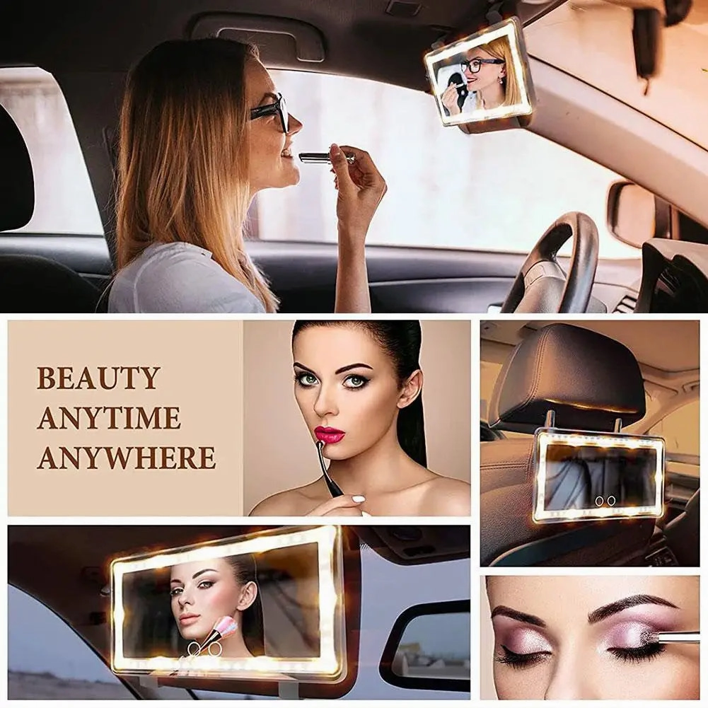 Car Sun Visor Vanity Mirror Cosmetic Mirror Rechargeable 3 Modes Makeup