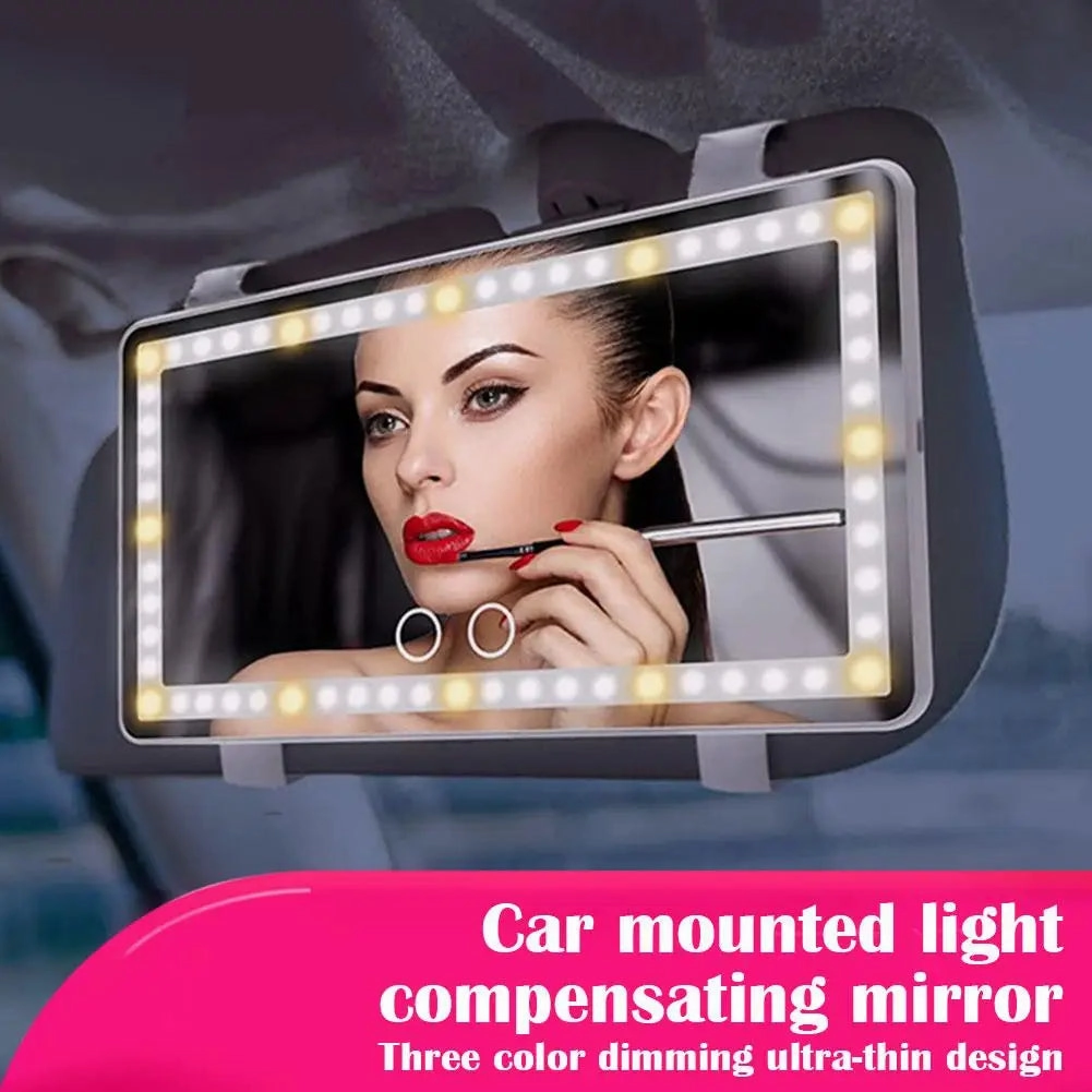 Car Sun Visor Vanity Mirror Cosmetic Mirror Rechargeable 3 Modes Makeup