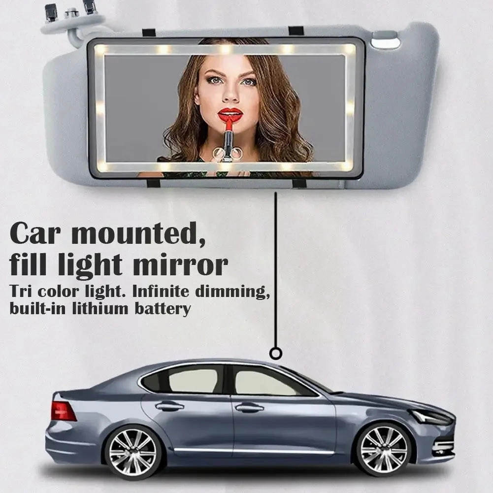 Car Sun Visor Vanity Mirror Cosmetic Mirror Rechargeable 3 Modes Makeup