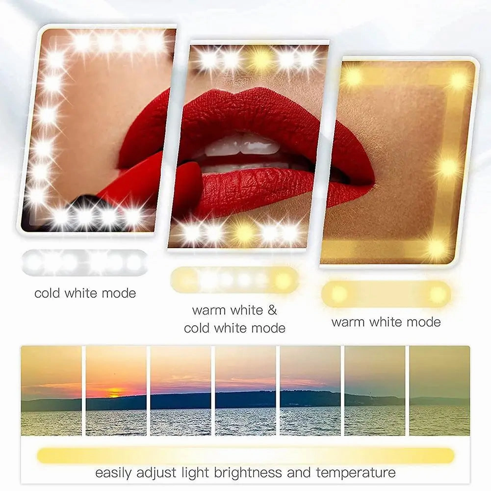 Car Sun Visor Vanity Mirror Cosmetic Mirror Rechargeable 3 Modes Makeup
