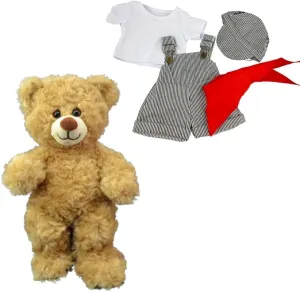 Caramel The Bear 8 Inch – Soft Teddy with Removable Train Conductor Outfit, Cute Plush Animal with Hat & Uniform, Ideal Gift for Kids, Toddlers & Train Lovers
