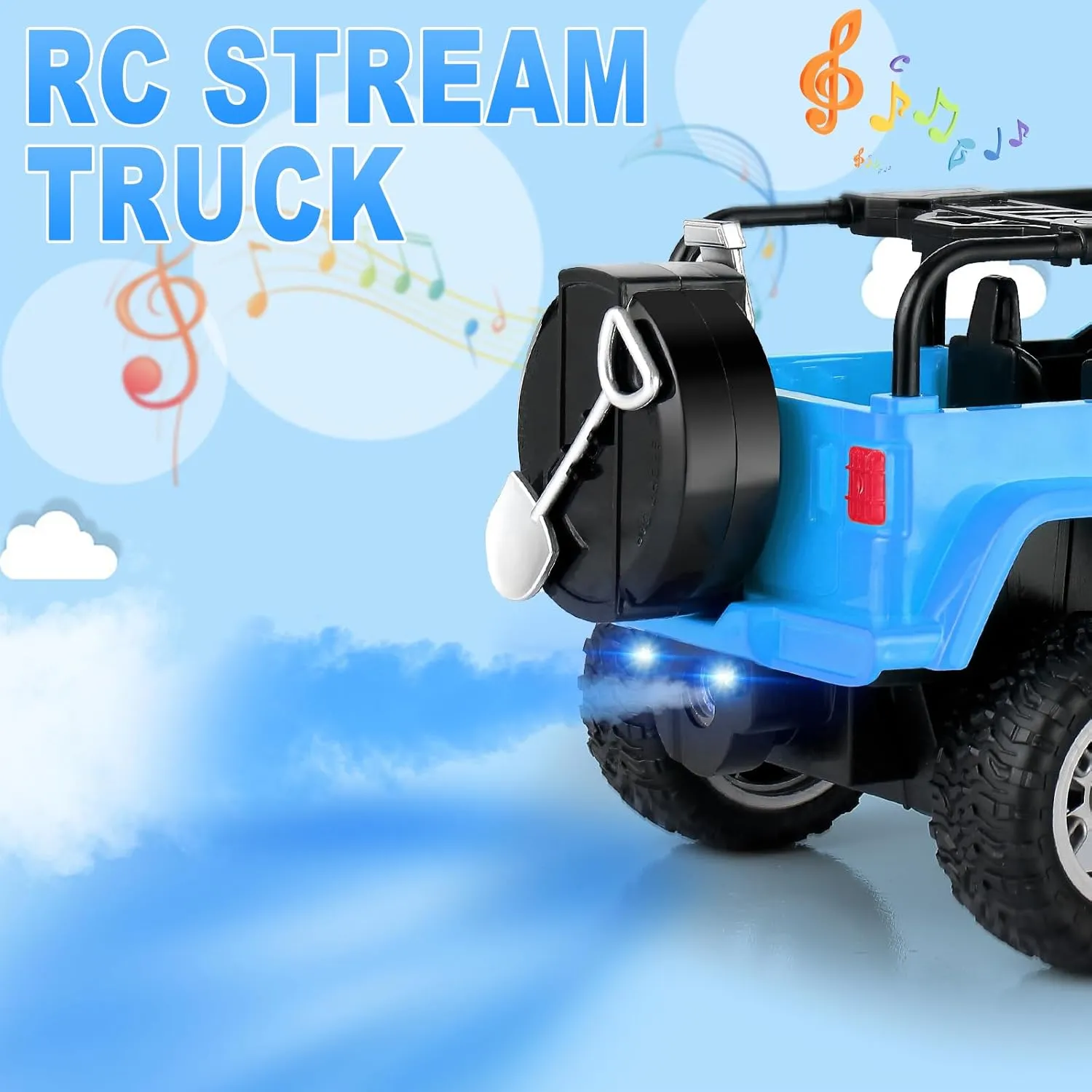 Carox Remote Control car for Kids with Spray Mist,1:16 Scale RC Car with Engine Sound and LED Lights, 2.4Ghz Off Road RC Monster Trucks -Christmas, Birthday for Kids