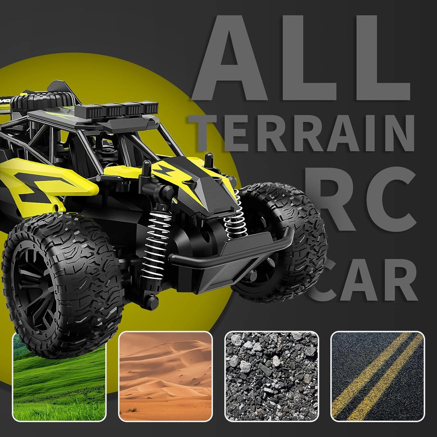 Carox 1:16 Scale RC Car for Kids, 2.4GHz High-Speed Electric Monster Truck, 20km/h, Dual 1000mAh Rechargeable Batteries, All-Terrain Tires, Shock Absorbing Suspension, Ideal Gift for Boys Aged 6-12