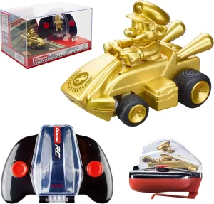 Carrera RC Nintendo Mario Kart 2.4 GHz Mini Collectible Radio Remote Control Toy Car Vehicle - Gold Mario