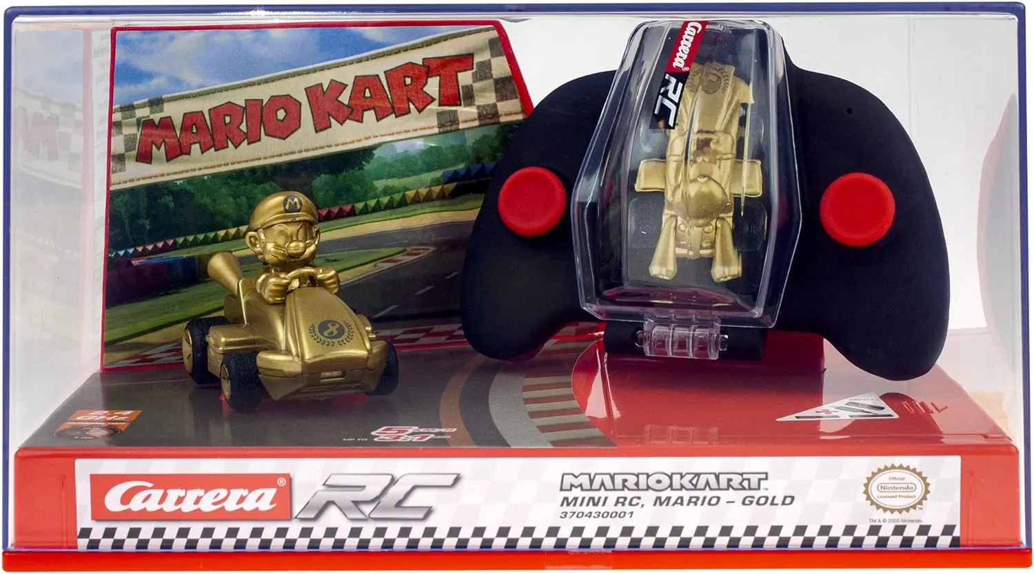 Carrera RC Nintendo Mario Kart 2.4 GHz Mini Collectible Radio Remote Control Toy Car Vehicle - Gold Mario