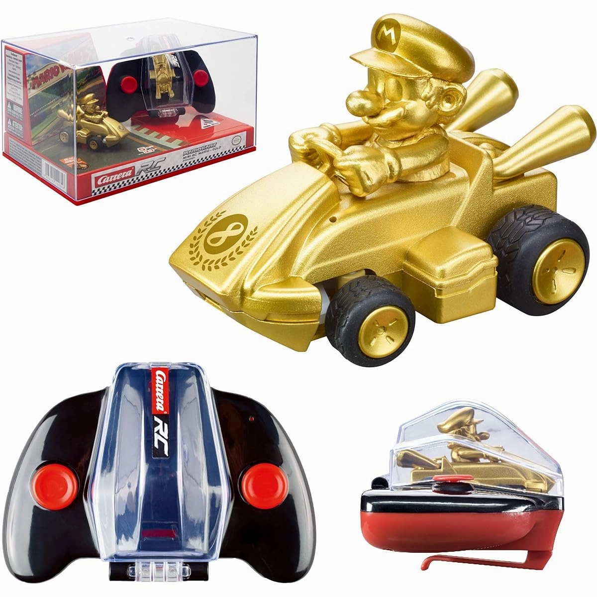 Carrera RC Nintendo Mario Kart 2.4GHz Mini Collectible Radio Remote Control Toy Car - Gold Mario