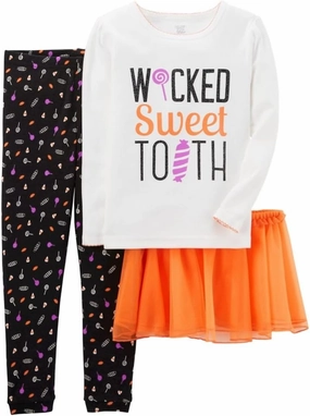Carters Infant & Toddler Girls Wicked Sweet Tooth Halloween Tutu Pajamas