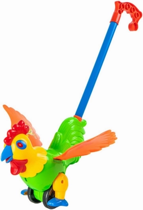 Cartoon Rooster Push Walker Detachable Handle Trolley for Cognitive Learning and Play Design Safe Material Educational Plaything