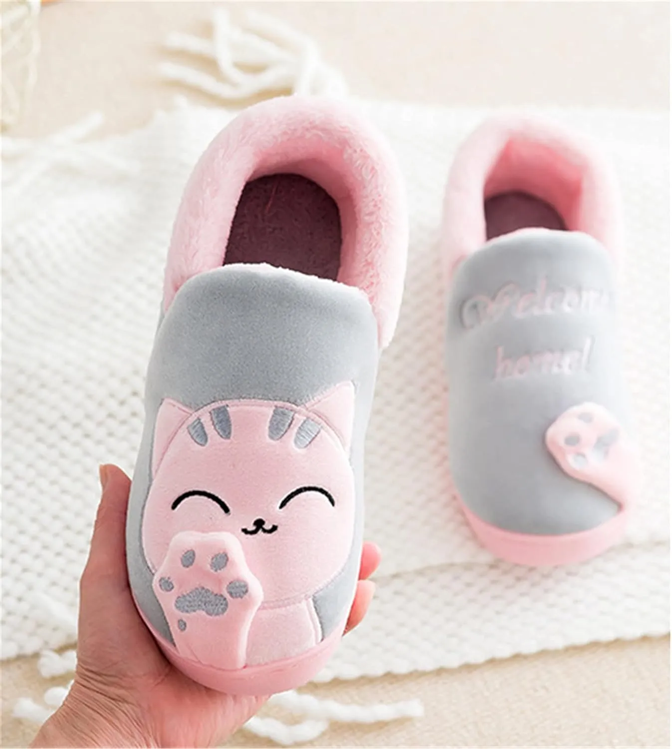 Cat slippers Cartoon animal slippers Women slippers Men slippers Winter slippers Plush slippers home shoes Warm slippers Soft comfortable Cotton shoes