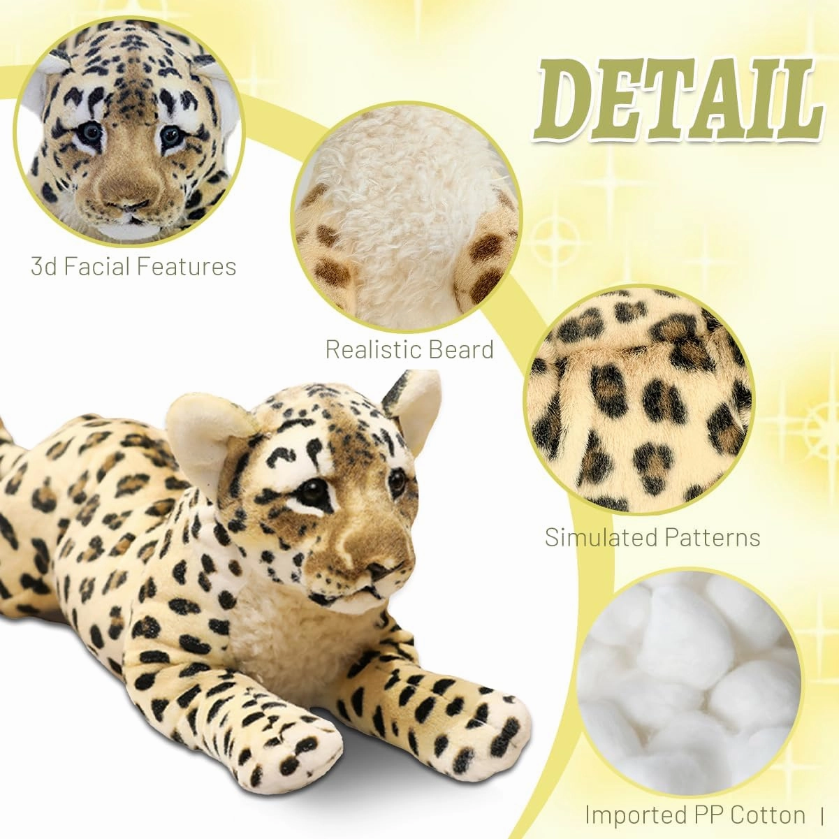 Cheetah Stuffed Animal 19" Realistic Leopard Stuffed Animal Cheetah Stuffy Leopard Plush Toys Cute Stuffed Jaguar Plush Birthday for Girls Boys