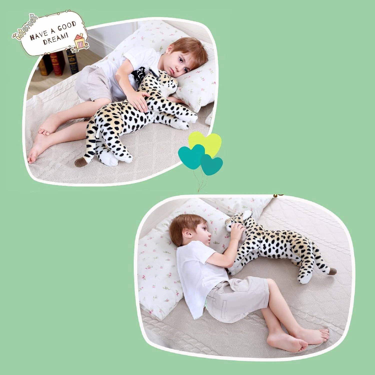 Cheetah Stuffed Animal 19" Realistic Leopard Stuffed Animal Cheetah Stuffy Leopard Plush Toys Cute Stuffed Jaguar Plush Birthday for Girls Boys