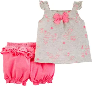 Child of Mine Baby Girls Flamingo Print Tank Top and Shorts Outfit, 2 Piece Set Pink (3/6 Months)