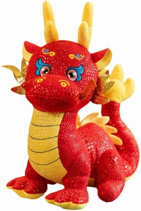 Chinese Dragon Plush Stuffed Animal 2024 Zodiac Dragon Doll Cartoon Plush Dragon Figurine Dragon Mascot Pillow 2024 Year of The Dragon for Lunar New Year Spring Festival 24cm