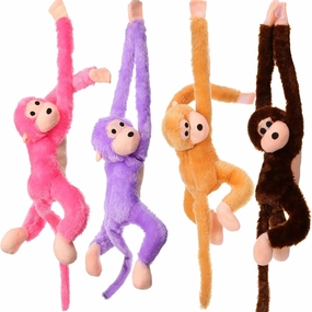 Chivao Set of 4 Stuffed Monkey Hanging Stuffed Animal Monkey Plush Toy Large Animal with Loop for Gifts Favors
