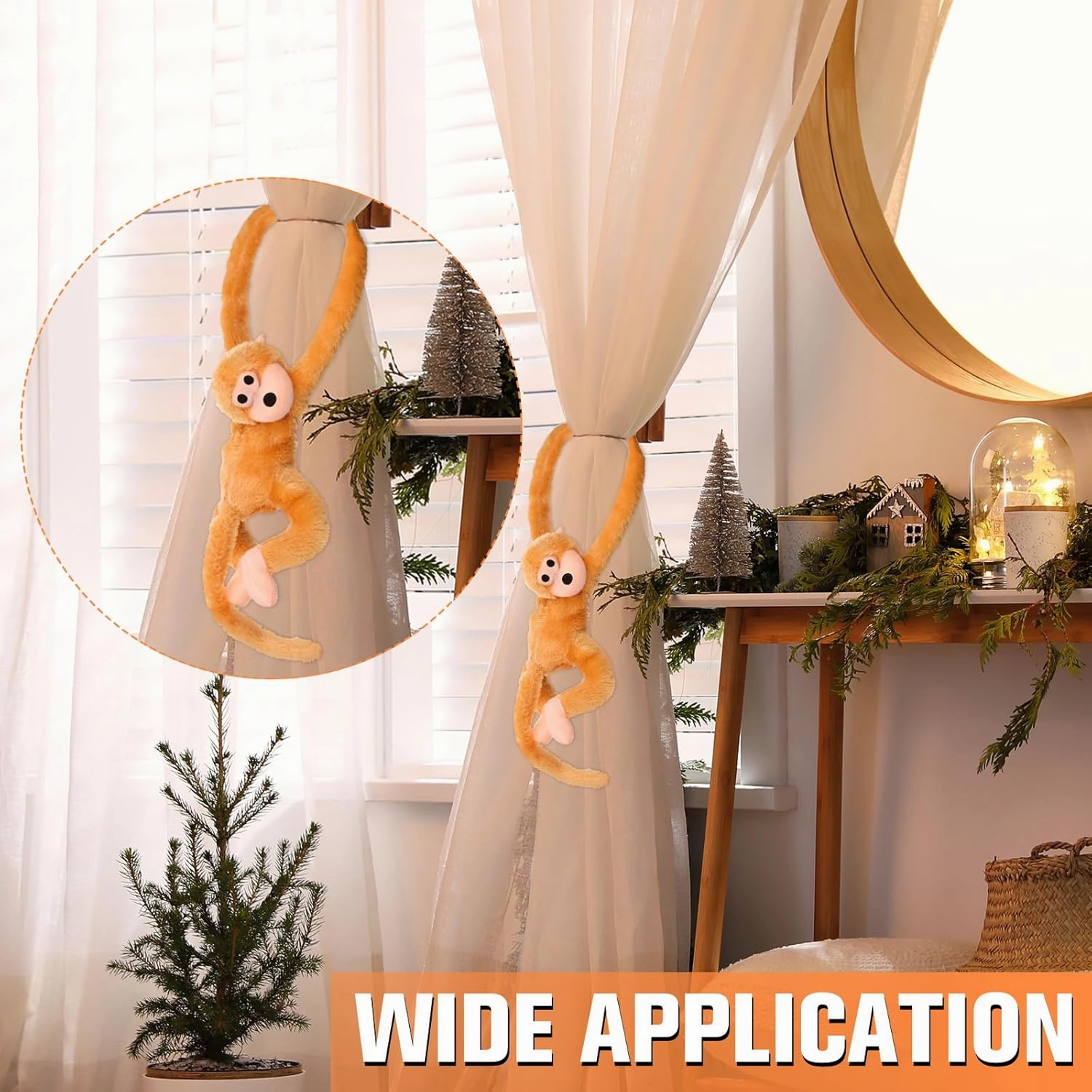 Chivao Set of 4 Stuffed Monkey Hanging Stuffed Animal Monkey Plush Toy Large Animal with Loop for Gifts Favors