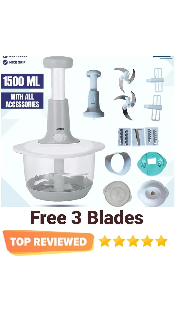 Chopper Food Processor, 2000 ML Cup Food Processor, Press Start Quick Operation, 3-Blade Double Layer Thickening Transparent Bowl is Safe and Reliable Kitchens Best Food Chopper.