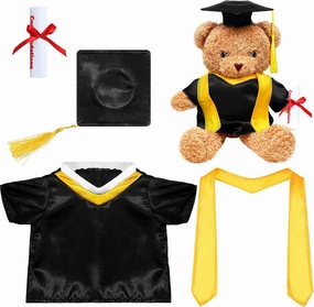 Civaner Graduation Bear Clothes Graduation Hat with Yellow Tassel Diploma Gown Outfit Plush Toy Gown Clothes Accessories Fits Most 13 Inch Plush Bear Doll Small Stuffed Animal Costume