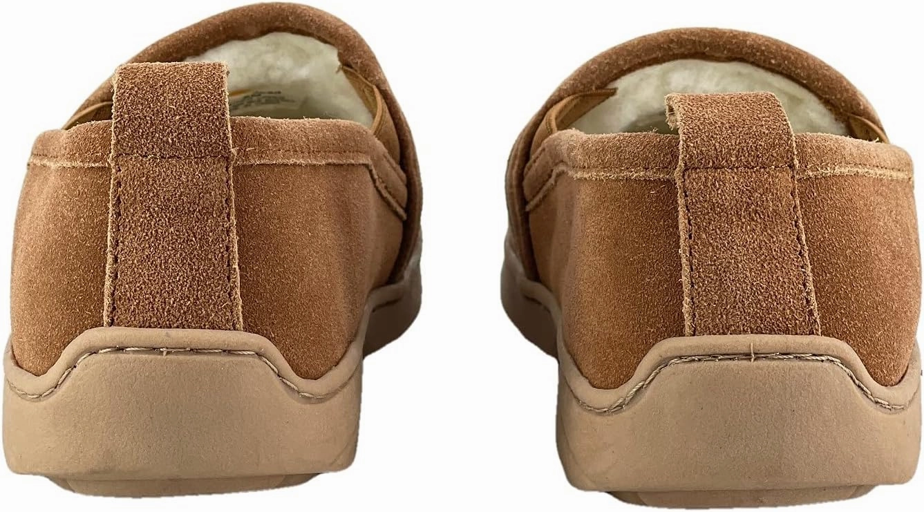 Clarks Mens Suede Leather Twin Gore Slipper SH20680 - Plush Faux Fur Lining Indoor Outdoor House Slippers For Men M US