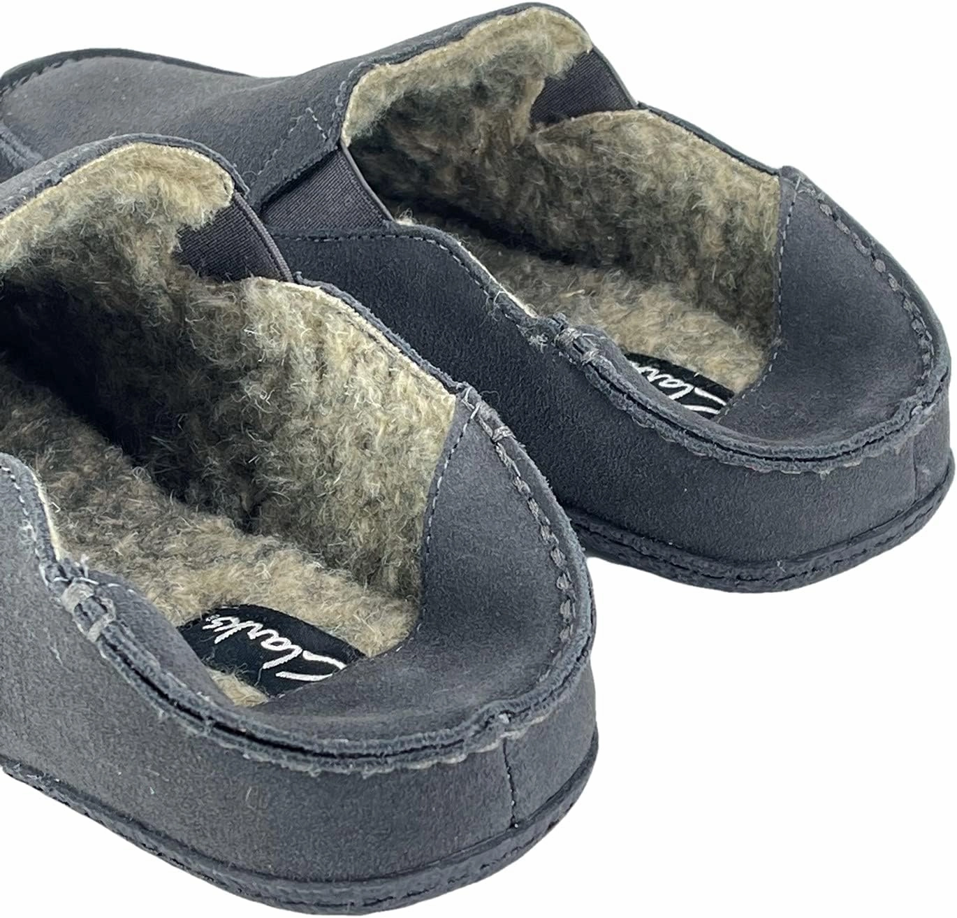 Clarks Mens Suede Slipper With Collapse Heel and Twin Gore JMH2043 - Warm Plush Faux Sherpa Lining - Indoor Outdoor House Slippers For Men