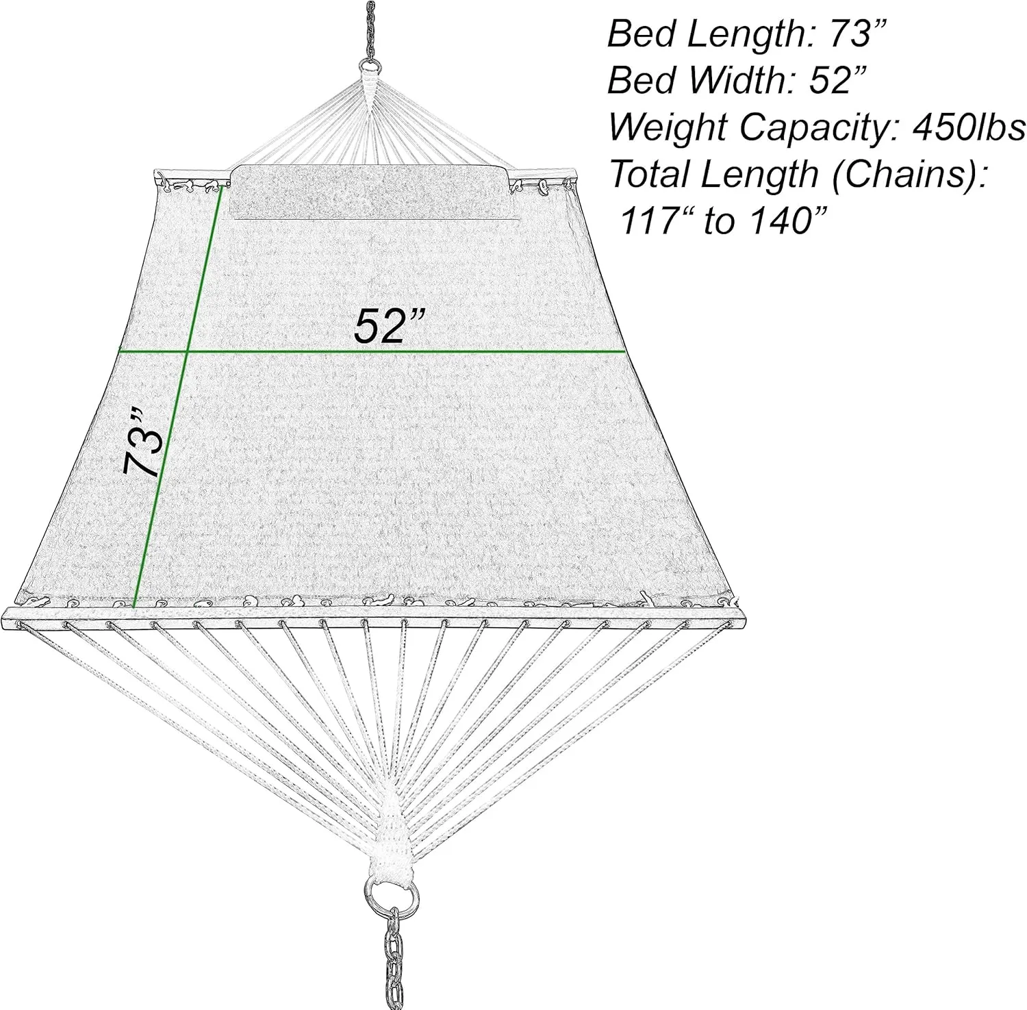 Classic All-Weather Outdoor Hammock with Pillow Sunbrella® Fabric Deluxe Size (Canvas Henna (#5407-0000))