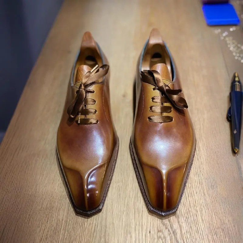 Classic Brown Calfskin Formal Dress Oxfords