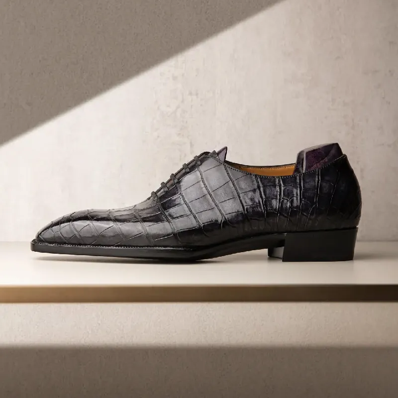 Classic Crocodile Leather Formal Dress Oxfords