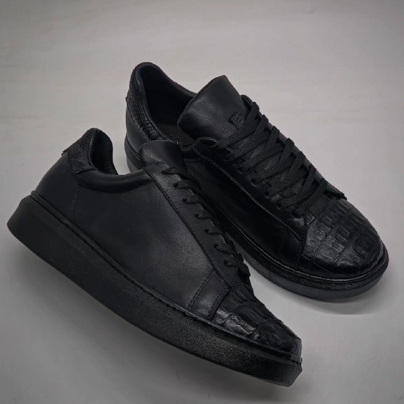 Classic Crocodile Leather Men's Board Shoes