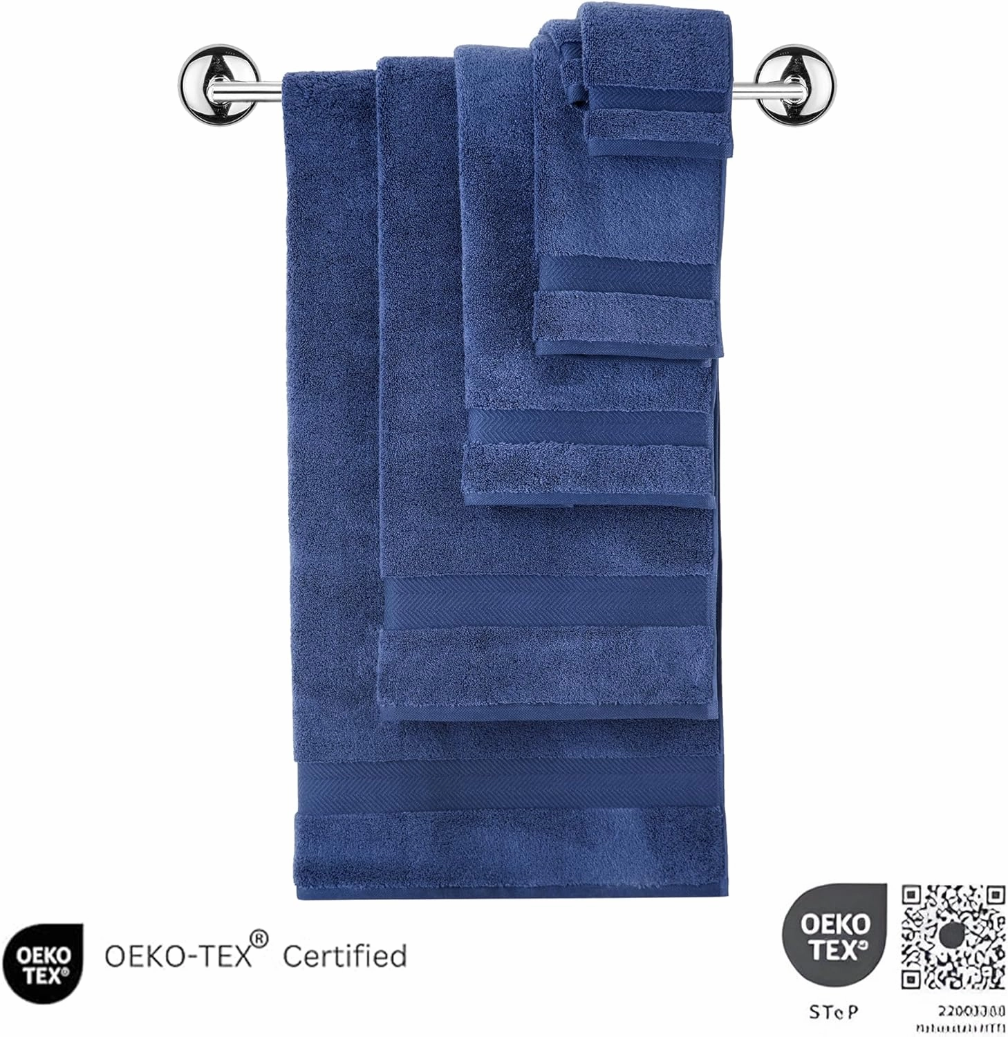 Classic Turkish Towels CTT - Luxury 6 Piece Towel Set, 100% Turkish Cotton, Quick Drying, Highly Absorbent & Comfy, Includes 2 Bath Towels, 2 Hand Towels & 2 Washcloths | (Navy)