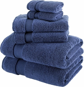 Classic Turkish Towels CTT - Luxury 6 Piece Towel Set, 100% Turkish Cotton, Quick Drying, Highly Absorbent & Comfy, Includes 2 Bath Towels, 2 Hand Towels & 2 Washcloths | (Navy)