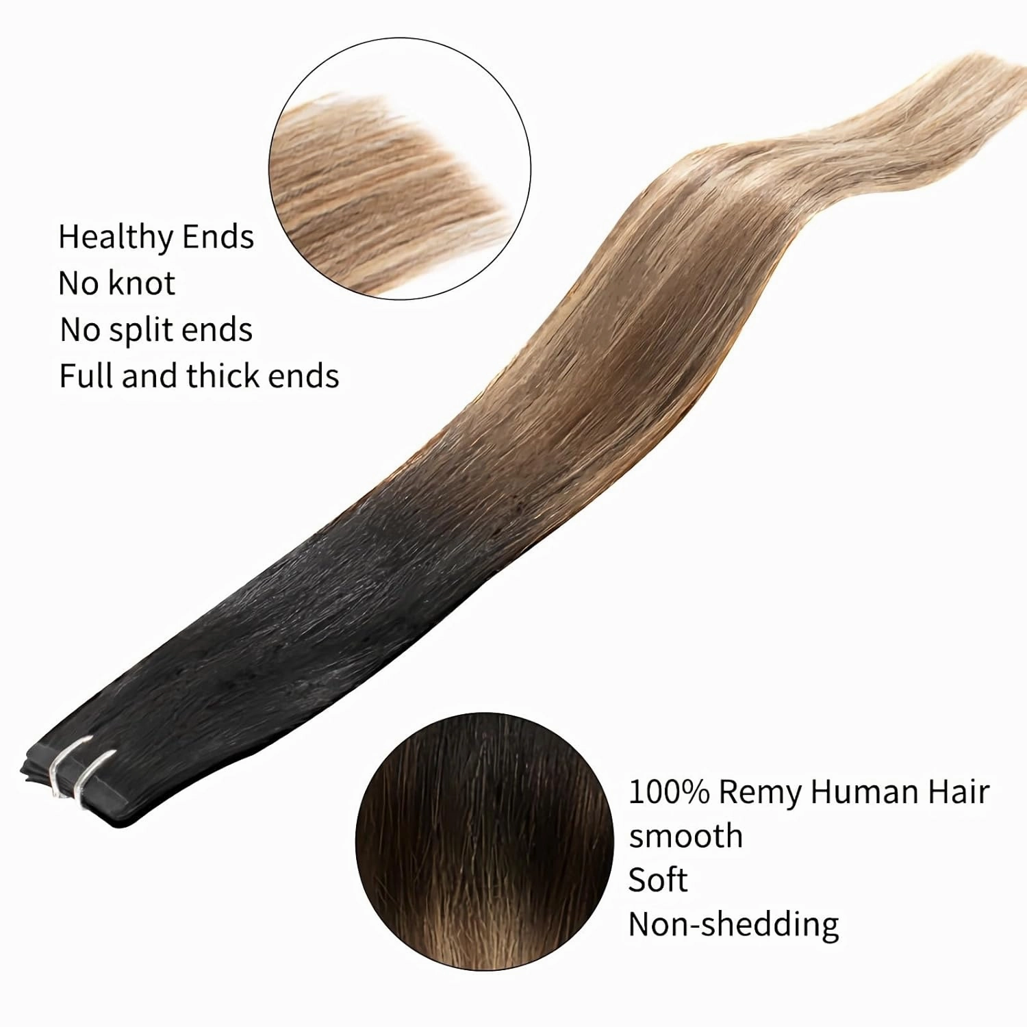 clip in hair extensions Balayage Natural Black to Chocolate Brown Mix Caramel Blonde clip in human hair 14 Inch 30g 5pcs Invisible Hair piece for Women