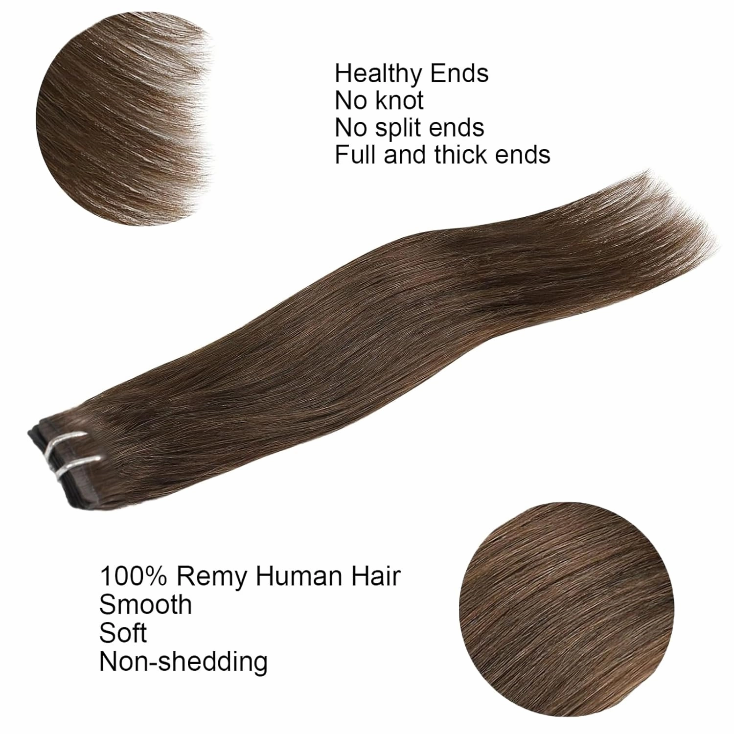 Clip in Hair Extensions Real Human Hair Chocolate Brown 16 Inch Hair piece for Women Invisible PU Skin Weft Natural Remy Hair Extensions Clip ins 30g 5pcs