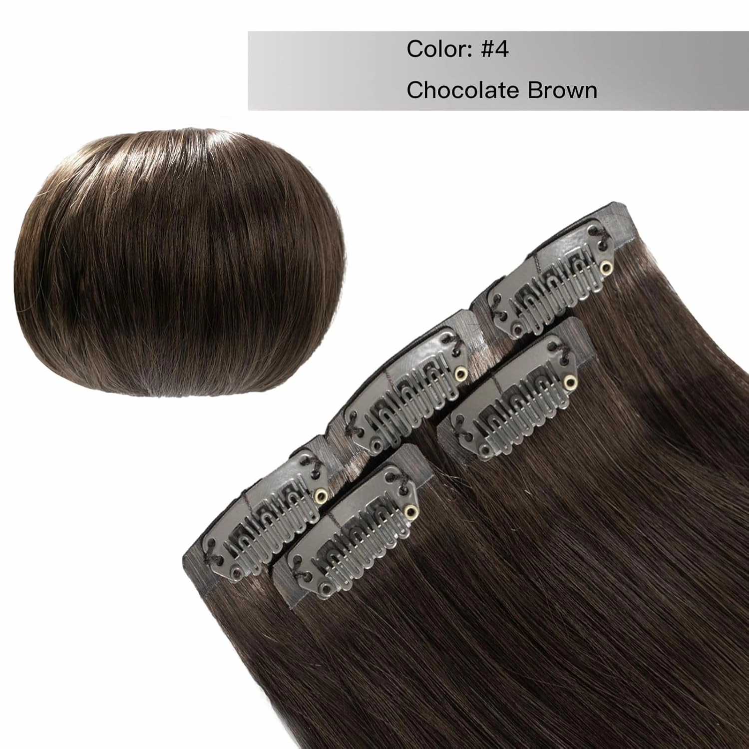 Clip in Hair Extensions Real Human Hair Chocolate Brown 16 Inch Hair piece for Women Invisible PU Skin Weft Natural Remy Hair Extensions Clip ins 30g 5pcs