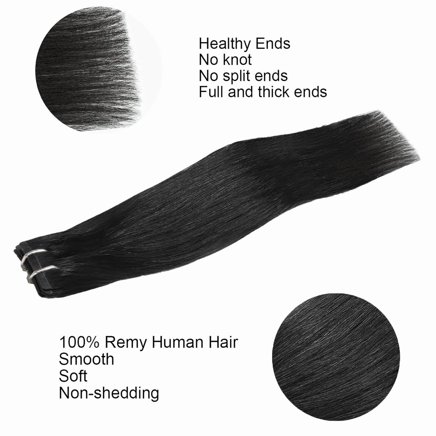 Clip in Hair Extensions Real Human Hair PU Skin Weft 100% real Human hair 30g 5pcs Jet black straight Long Hair for Women 14 inch