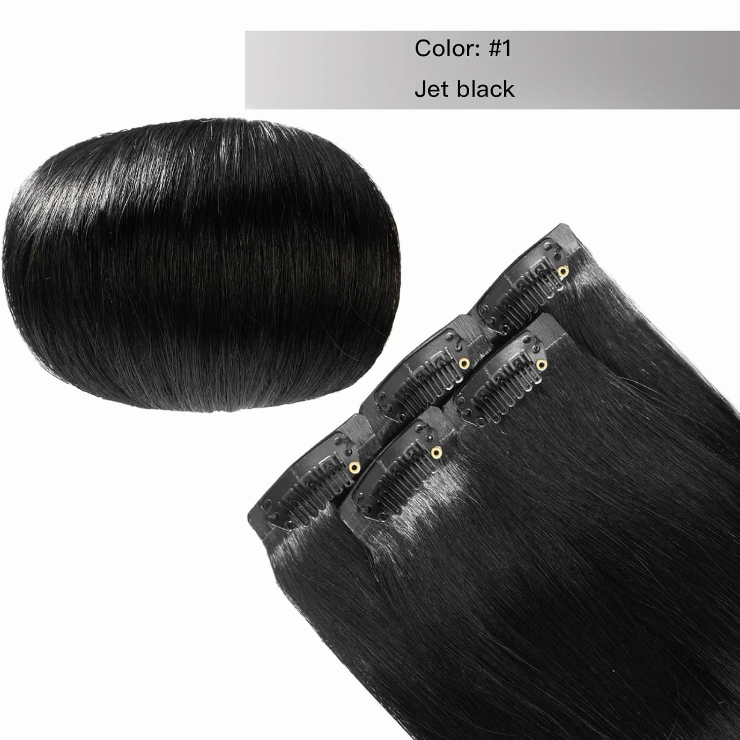 Clip in Hair Extensions Real Human Hair PU Skin Weft 100% real Human hair 30g 5pcs Jet black straight Long Hair for Women 14 inch