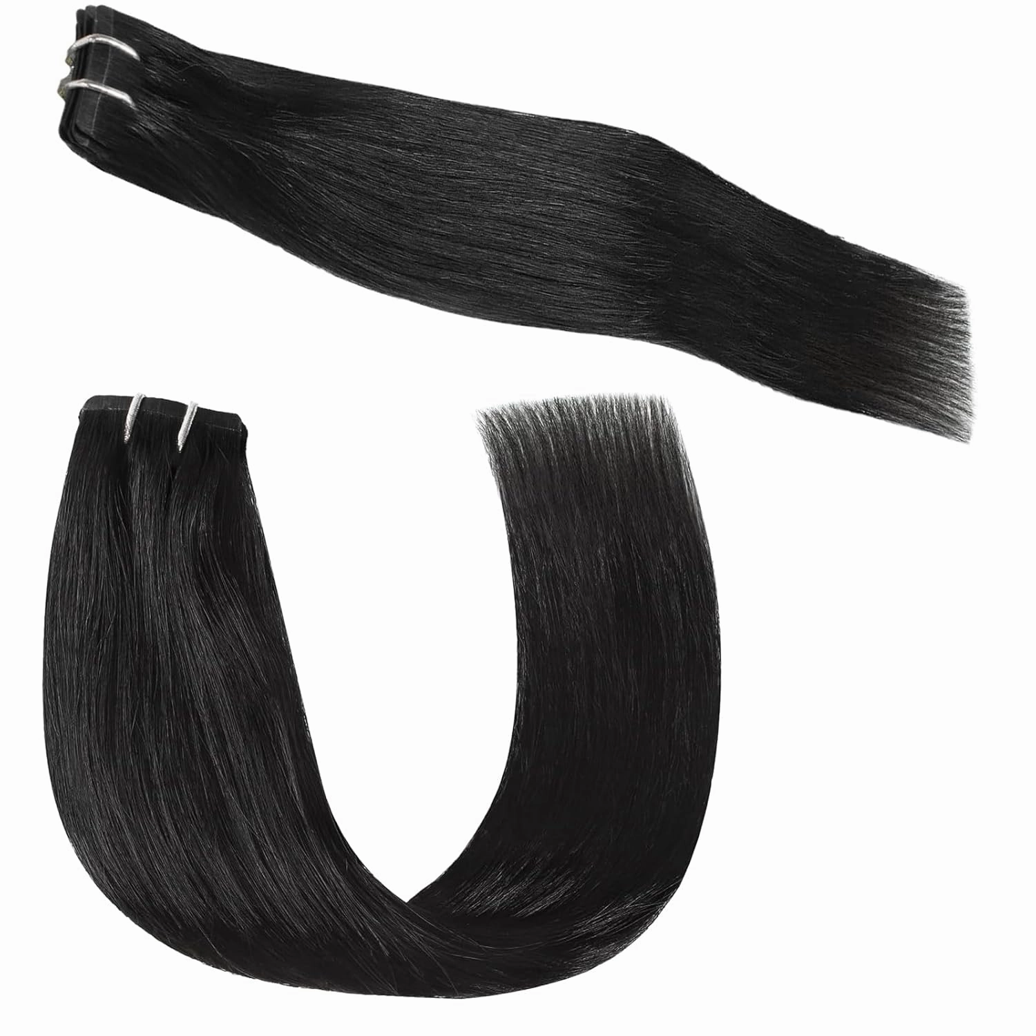 Clip in Hair Extensions Real Human Hair PU Skin Weft 100% real Human hair 30g 5pcs Jet black straight Long Hair for Women 14 inch