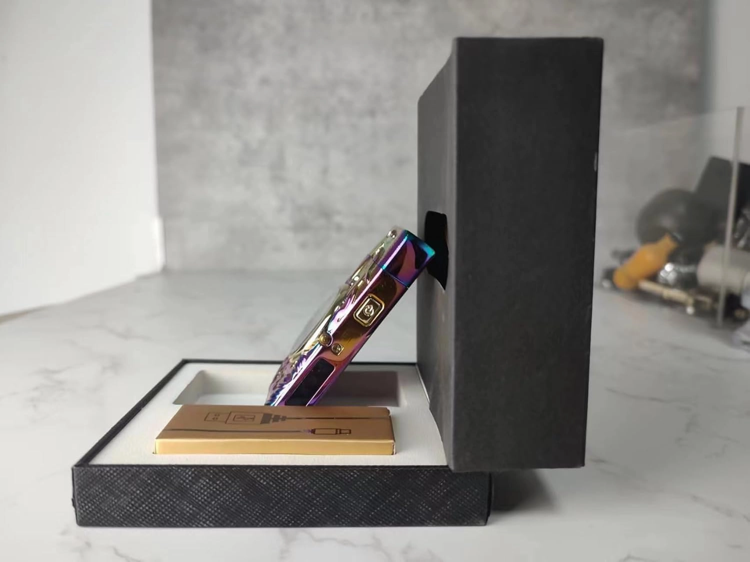 Clock Lighter,Dual Arc Plasma Lighter Electric Lighter USB Rechargeable With LED Battery Indication Unique Lighters With LED Flashlight for Candle, Incense Stick, Outdoor Camping (Dolphin Black)