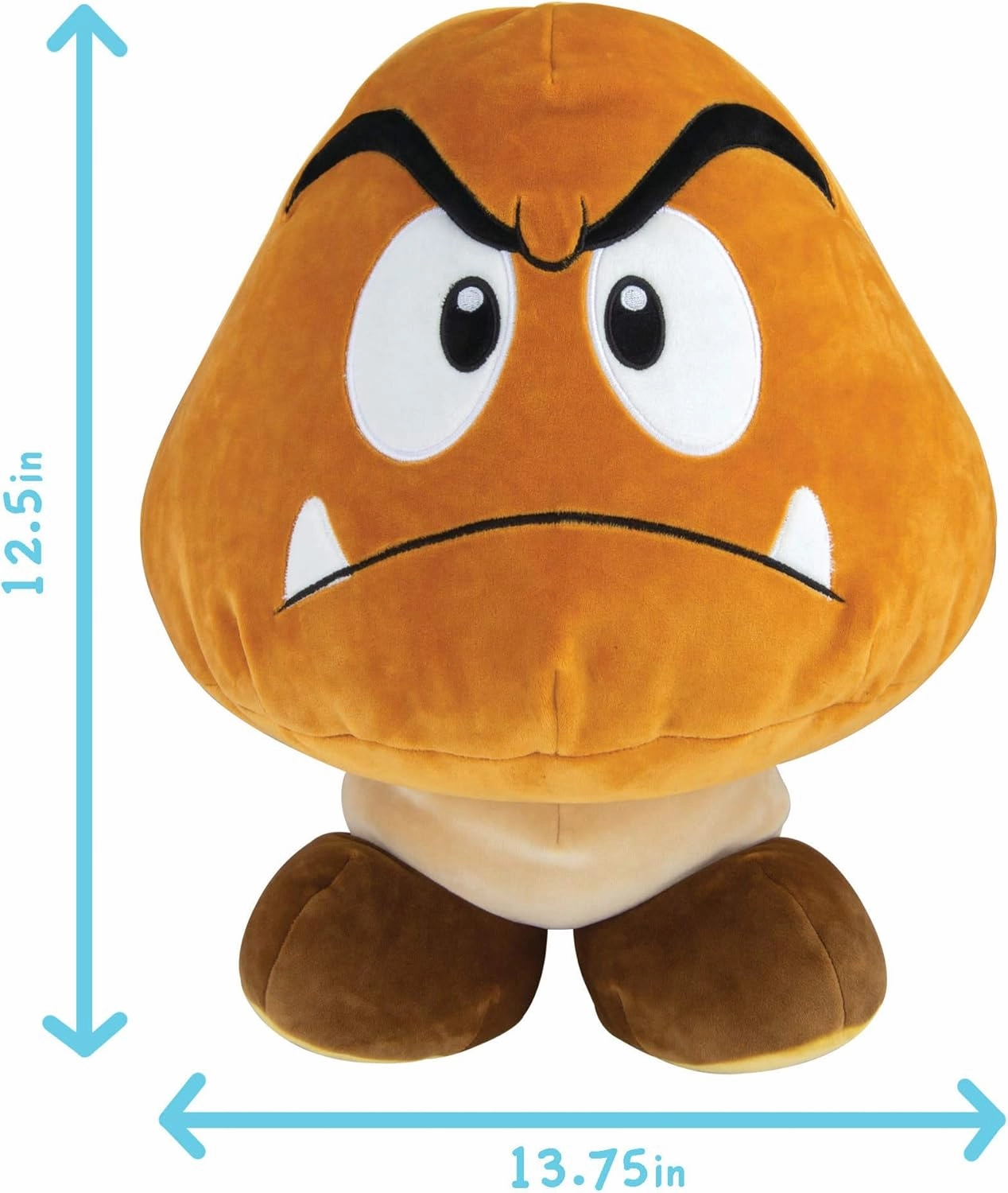 Club Mocchi- Mocchi - Nintendo Super Mario Plush, Collectible Squishy Goomba Plushies - 15 Inch, Brown