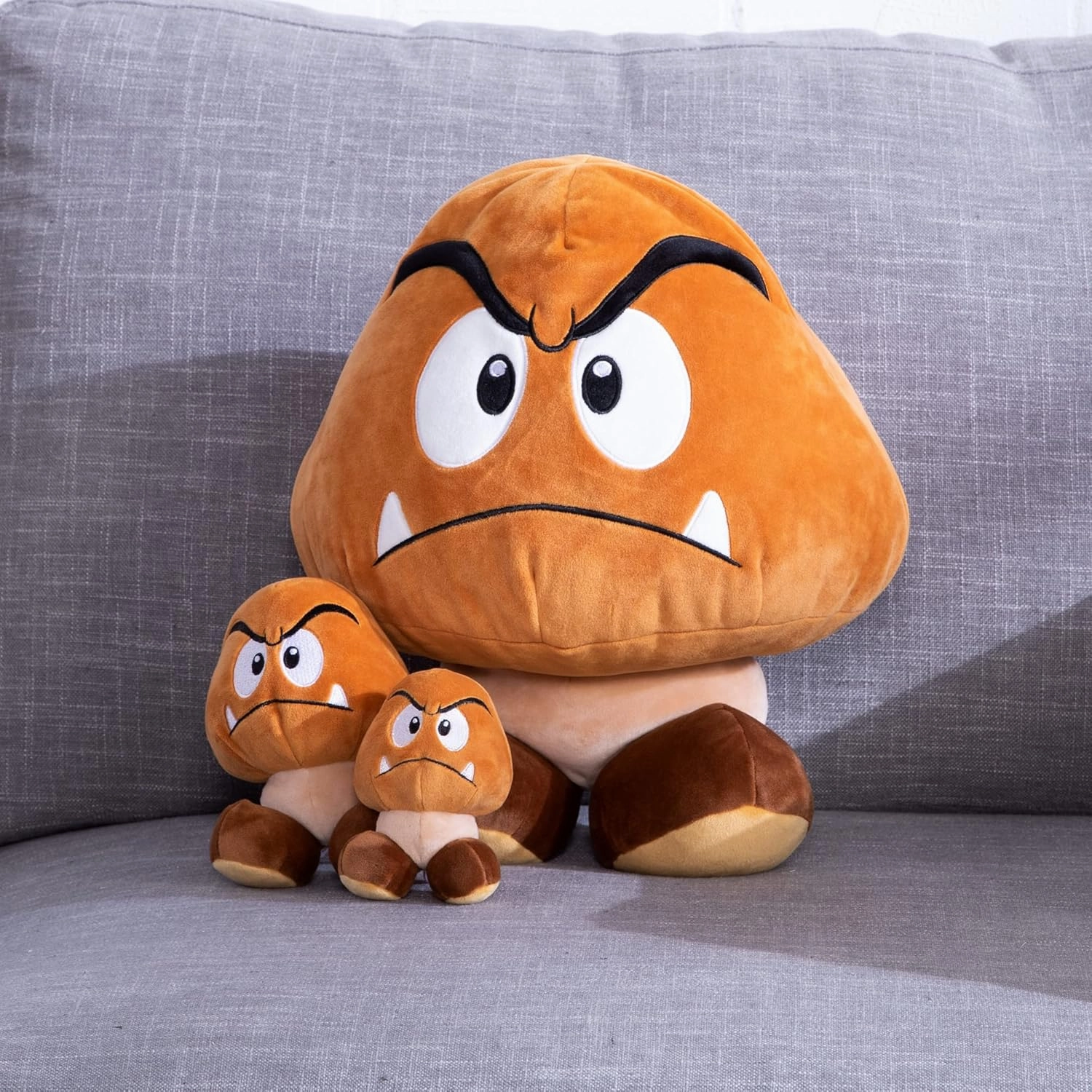 Club Mocchi- Mocchi - Nintendo Super Mario Plush, Collectible Squishy Goomba Plushies - 15 Inch, Brown