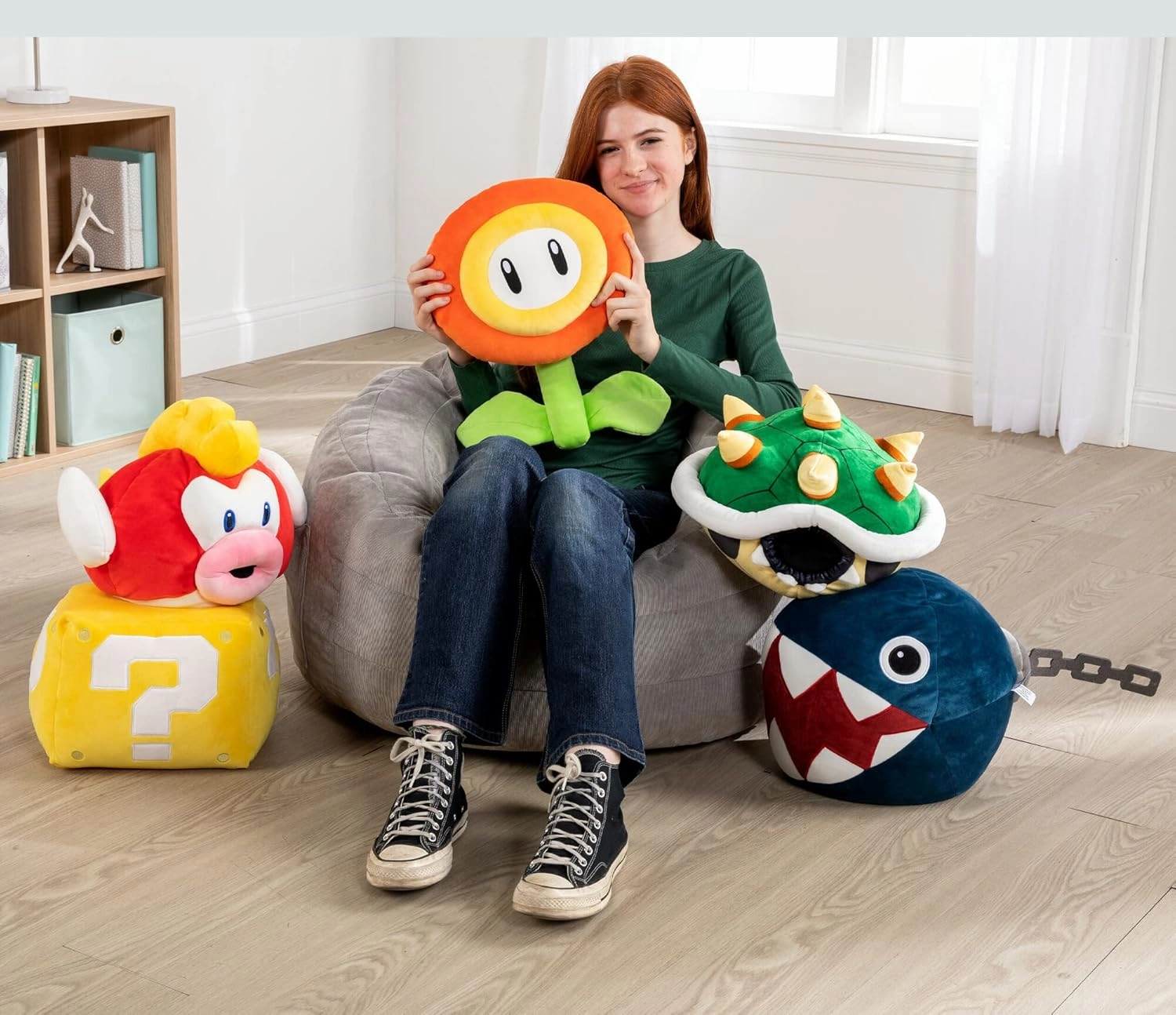 Club Mocchi-Mocchi- Nintendo Super Mario Plush - Fire Flower Plushie - Collectible Squishy Plushies - 15 Inch
