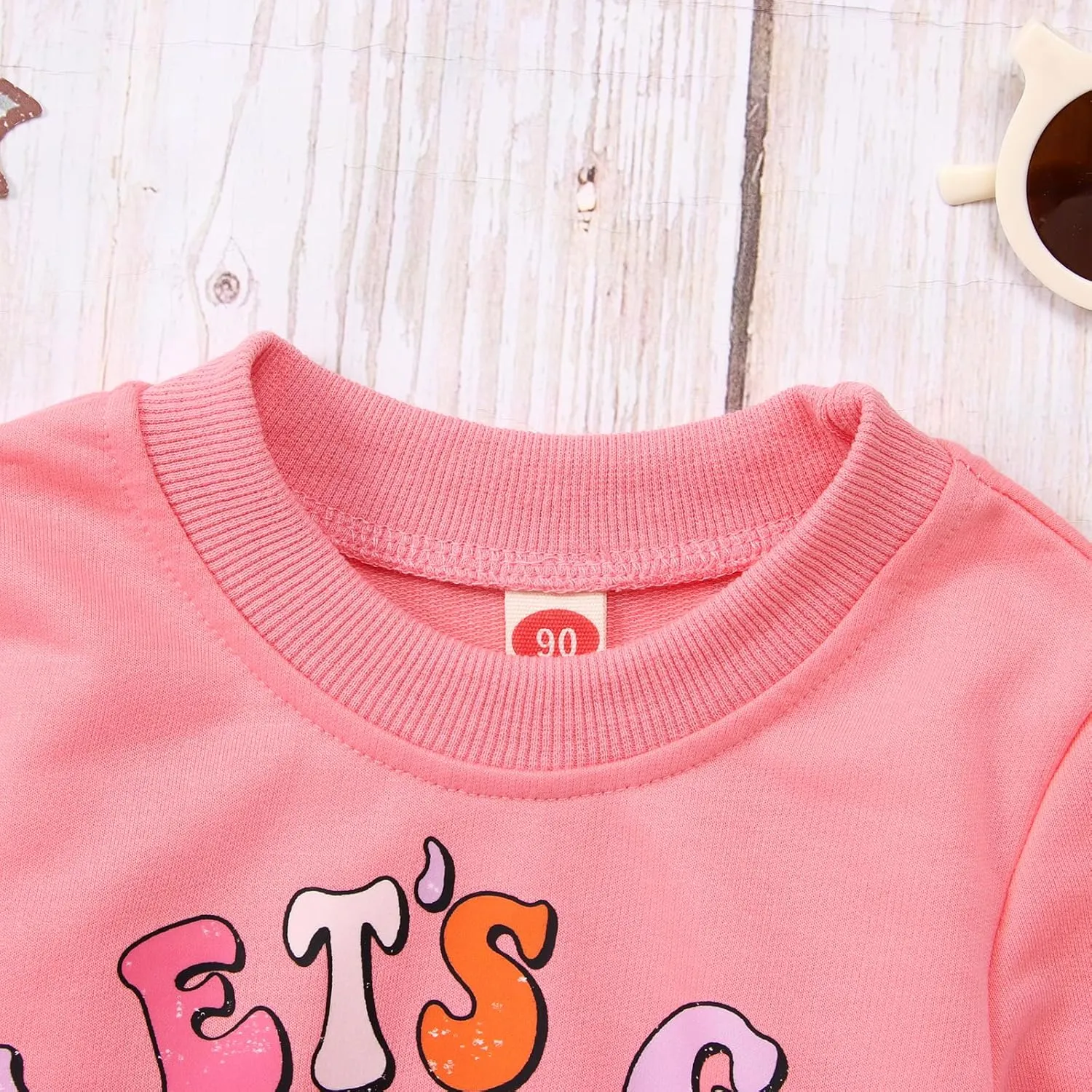 CM C&M WODRO Toddler Baby Girl Halloween Outfit Lets Go Ghouls Spooky Ghost Crewneck Sweatshirt Flared Pants Set Fall Clothes