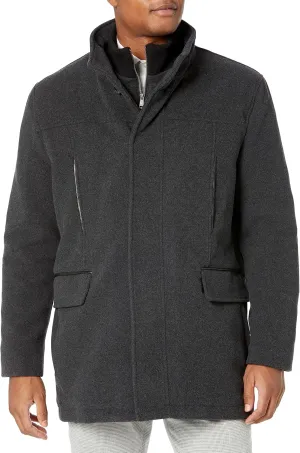 Cole Haan mens Full Zip Wool Plush Car Coat