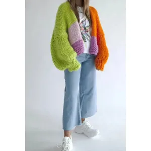Colorful Thread V-Neck Commuter Knit Cardigan