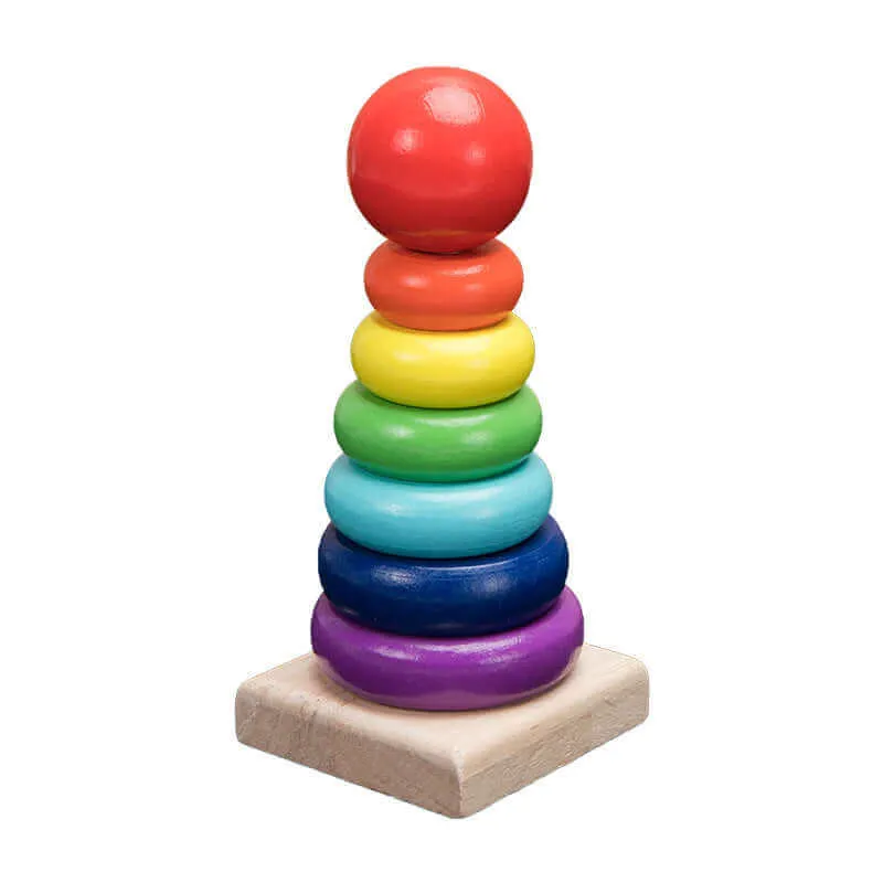 Colorful Wooden Toys Rattles – Montessori Rainbow Blocks